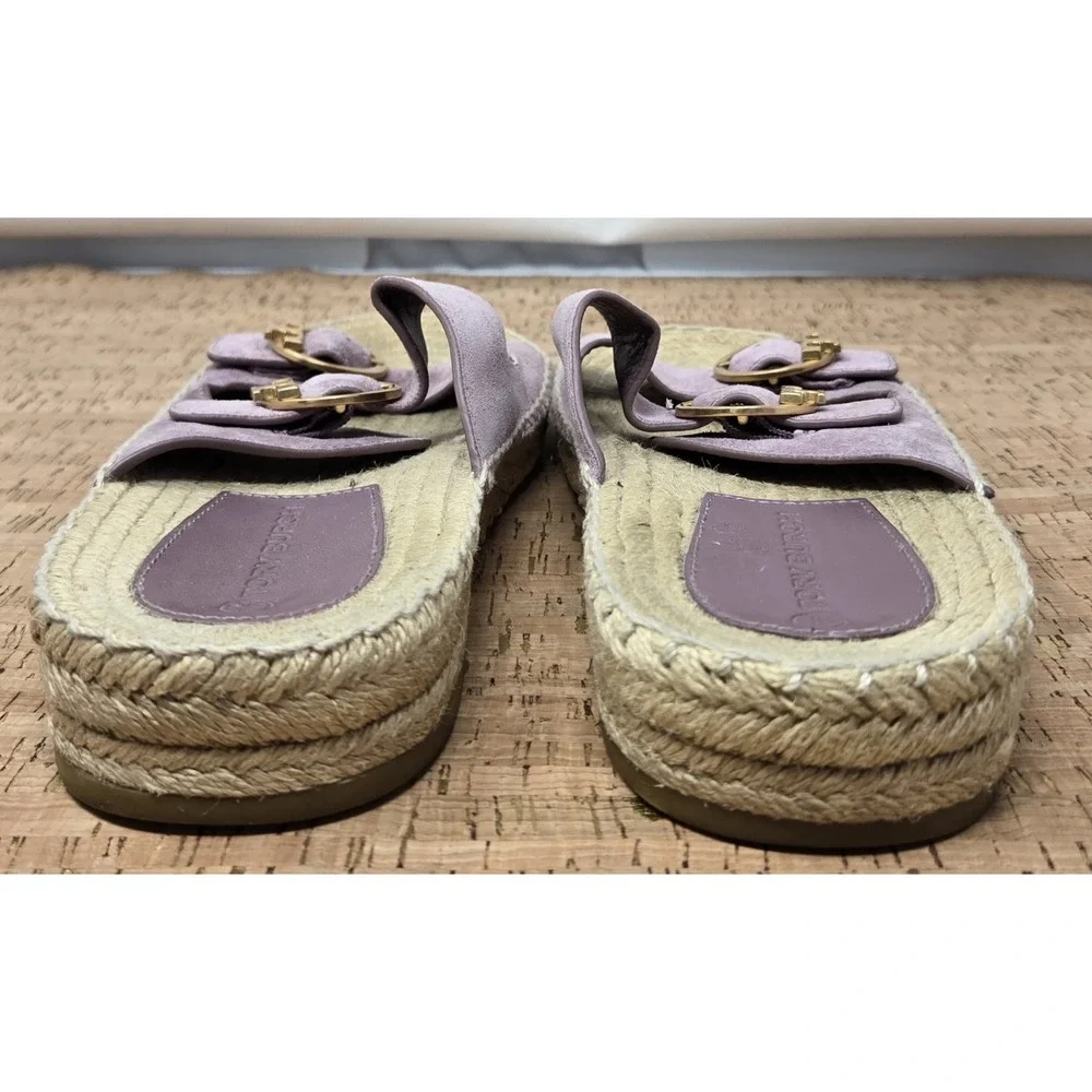 Tory Burch‎ Sandals Womens 7M Selby Espadrille Flats Strappy Ring Logo  leather